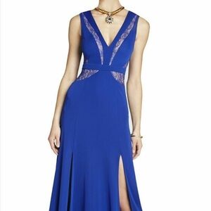 BCBG Max Azria Sophie Royal Blue Lace Insert Gown
